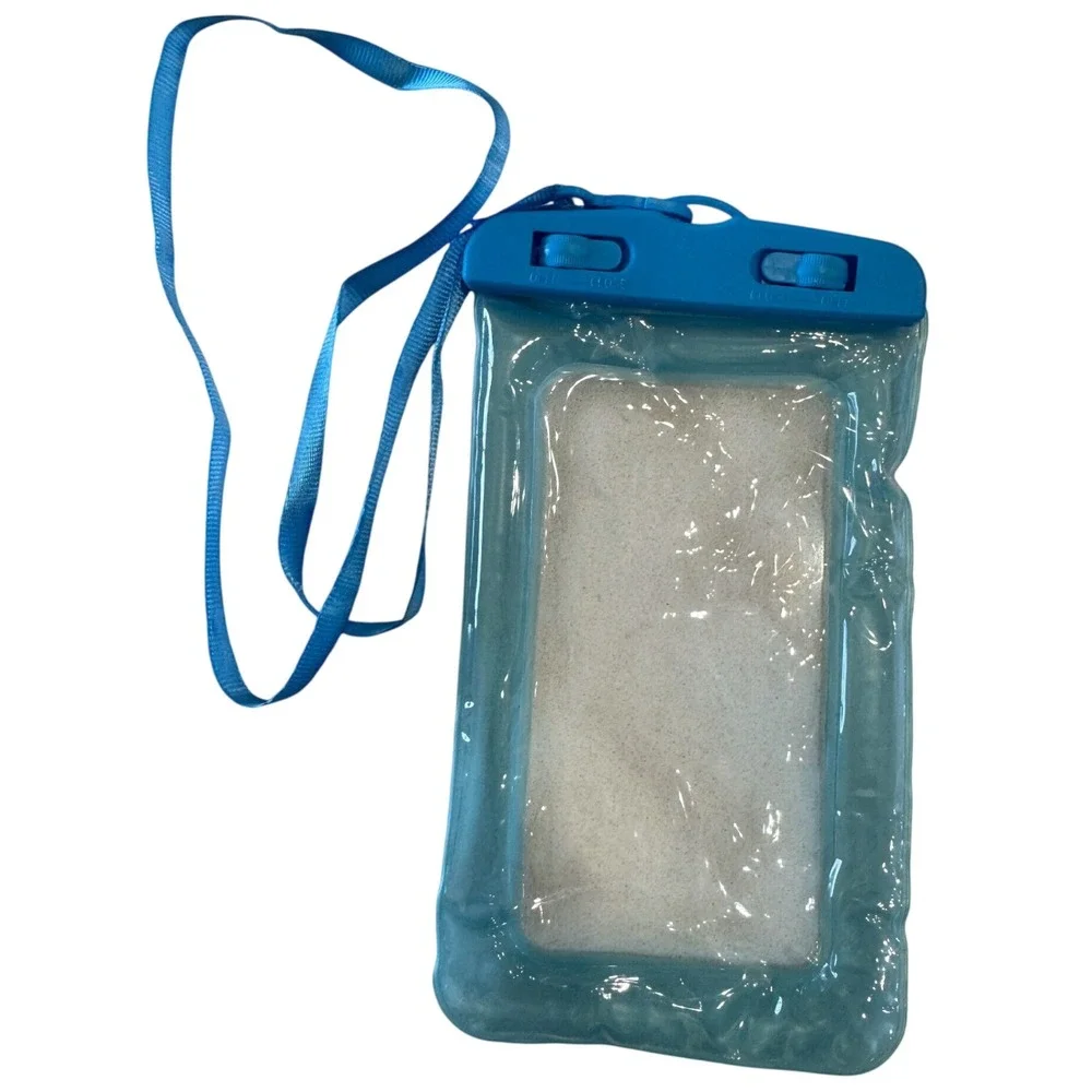 Universal Waterproof Phone Pouch Dry Bag with Lanyard Blue Dual Lock Seal Case
